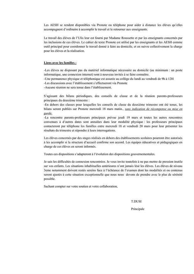 FERMETURE DE L'ETABLISSEMENT
